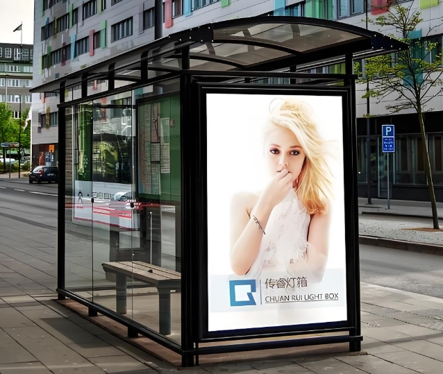 Bus shelter digital advertising booth