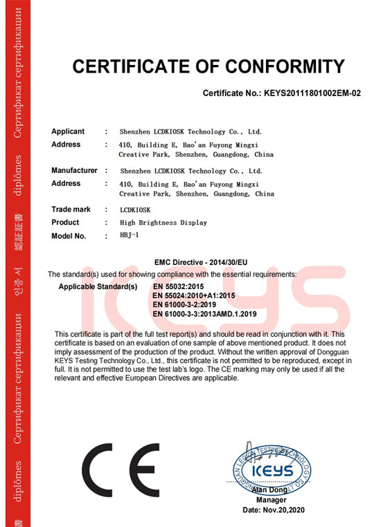 Certificate of Conformity