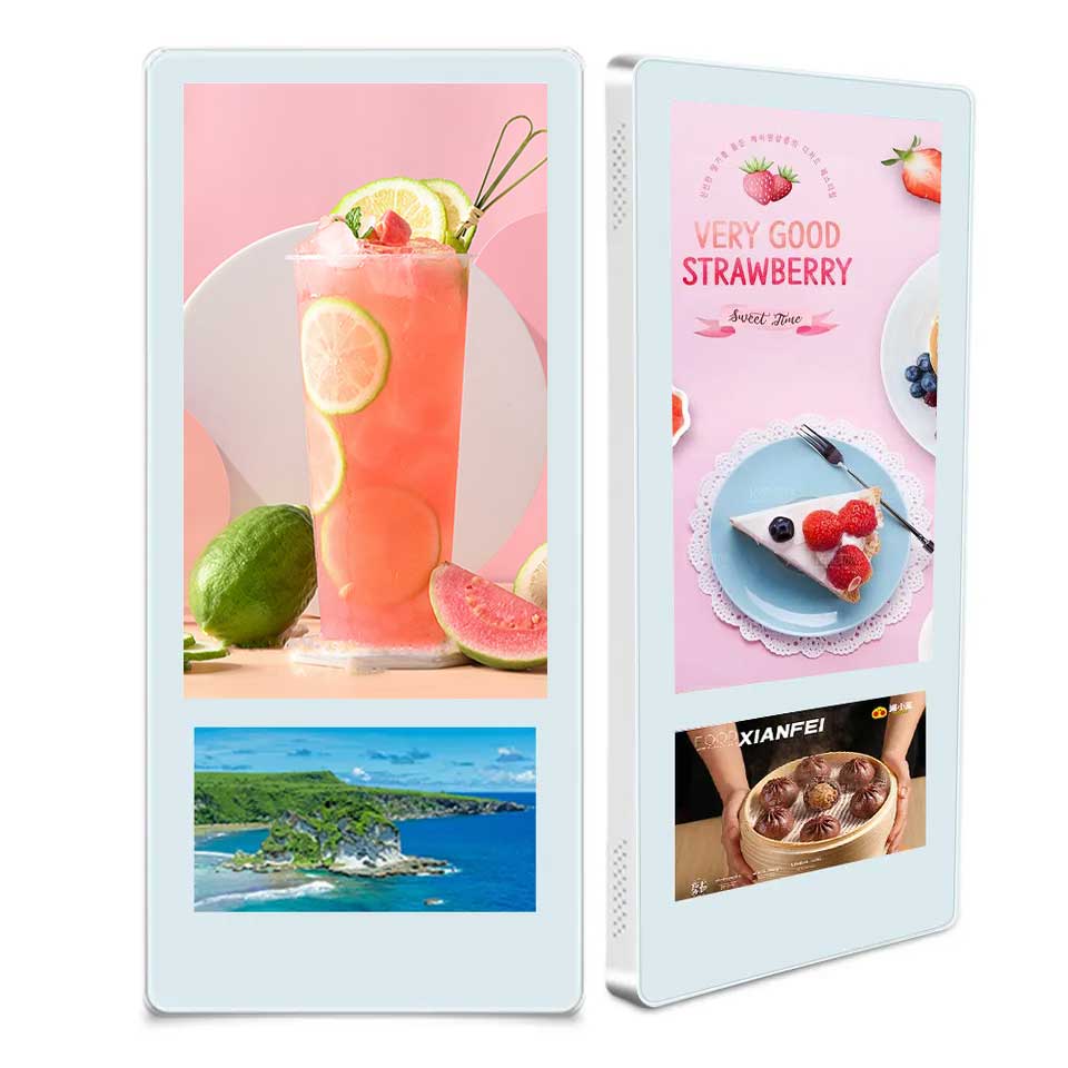 Wall mounted digital signage dual screen display