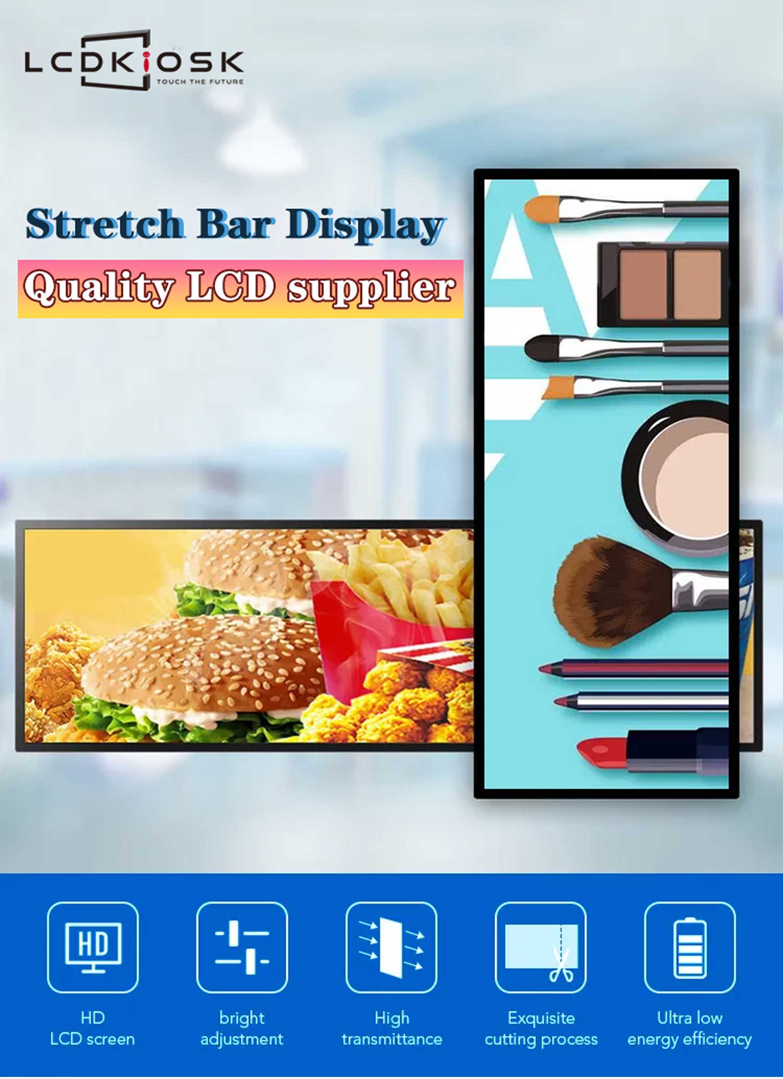 Stretched bar LCD display