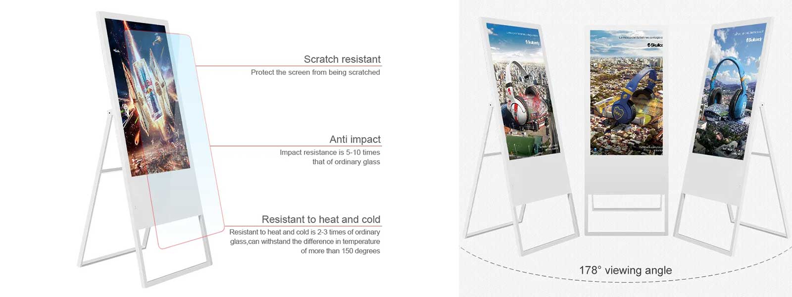 Portable mobile digital signage poster LCD advertising display