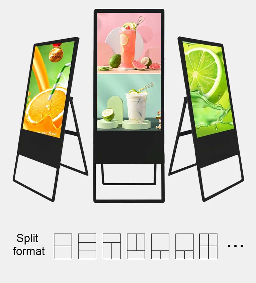 Portable mobile digital signage poster LCD advertising display