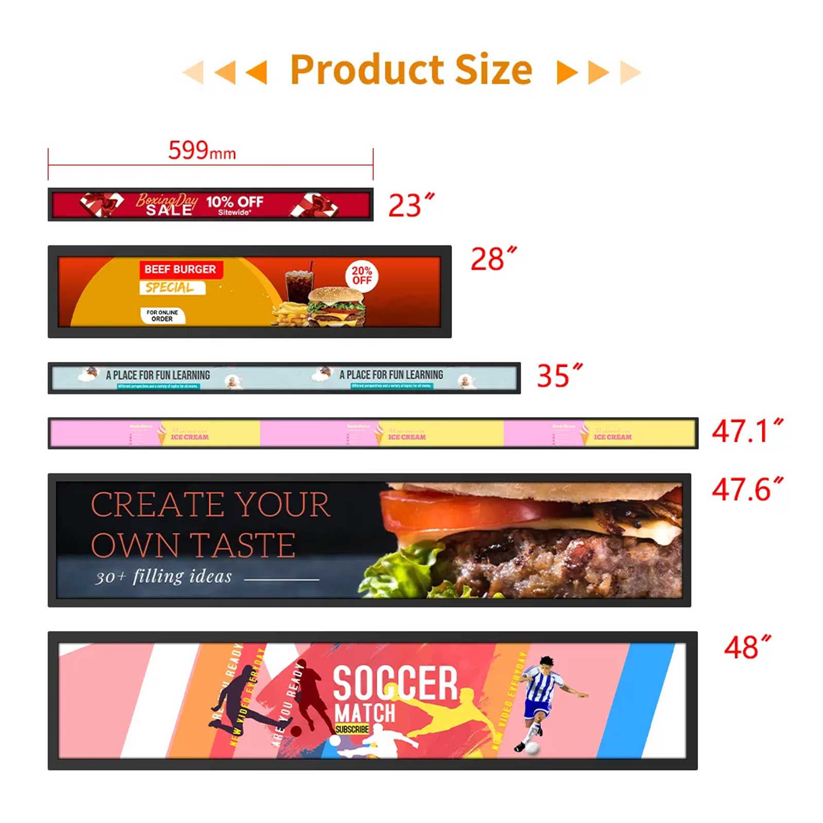 Super wide LCD screens stretched bar Advertising Display