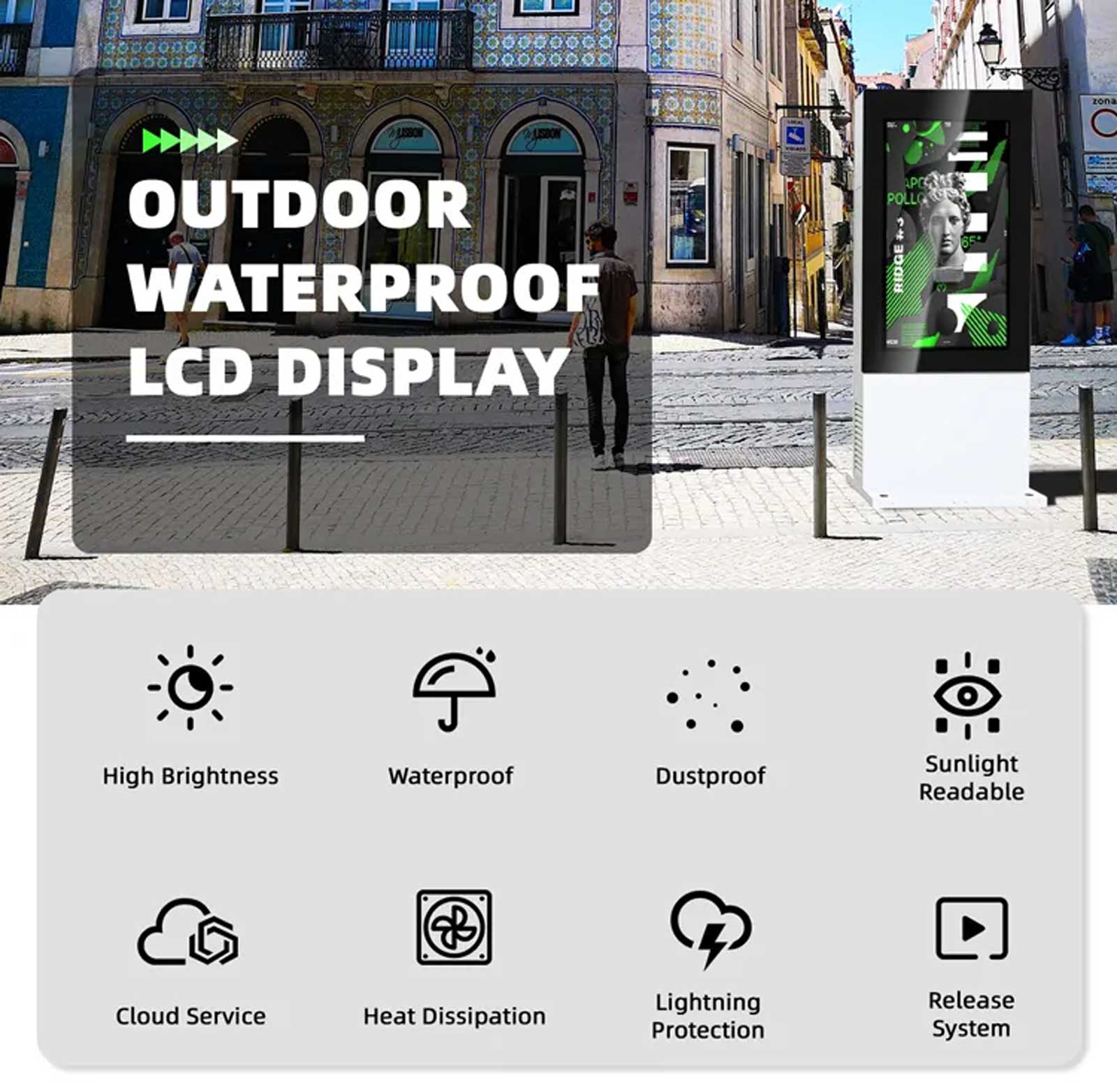 Outdoor double-sided digital signage