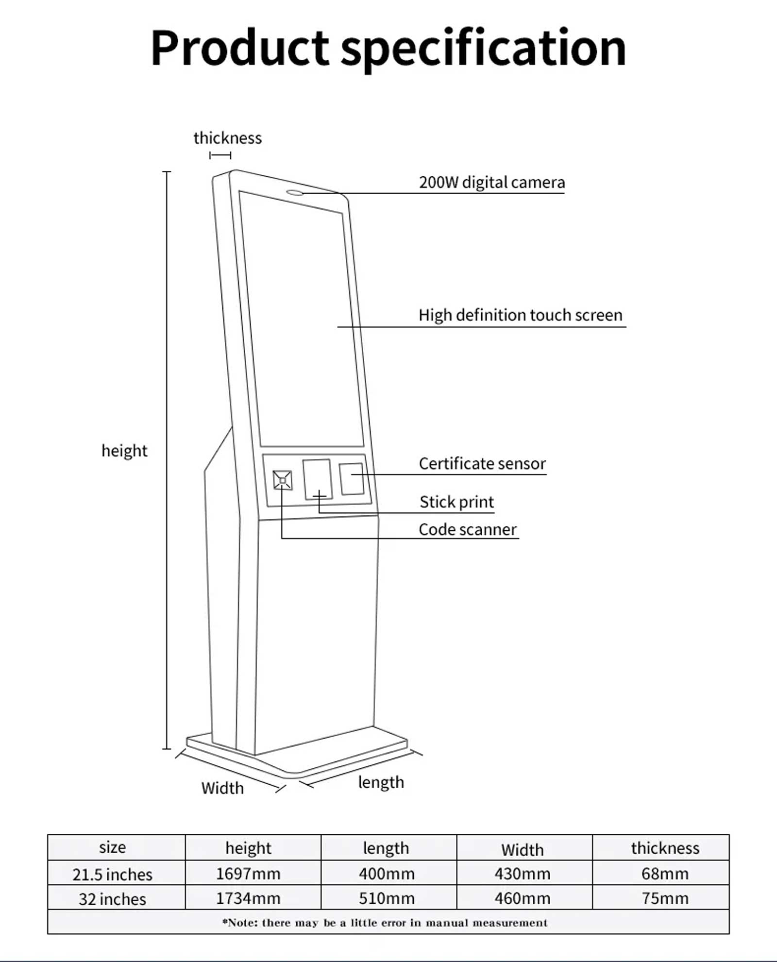 Smart Touch LCD Screen Information Inquiry Kiosk