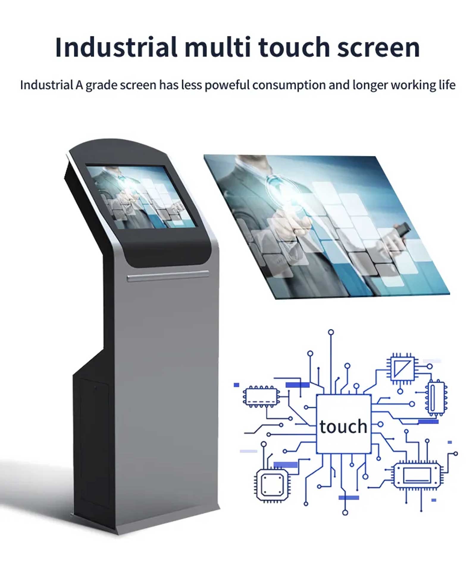 Floor-standing query touch monitor