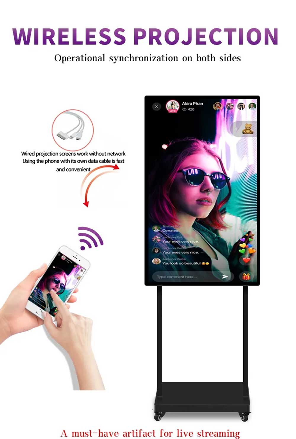 Indoor live broadcast LCD display touch screen