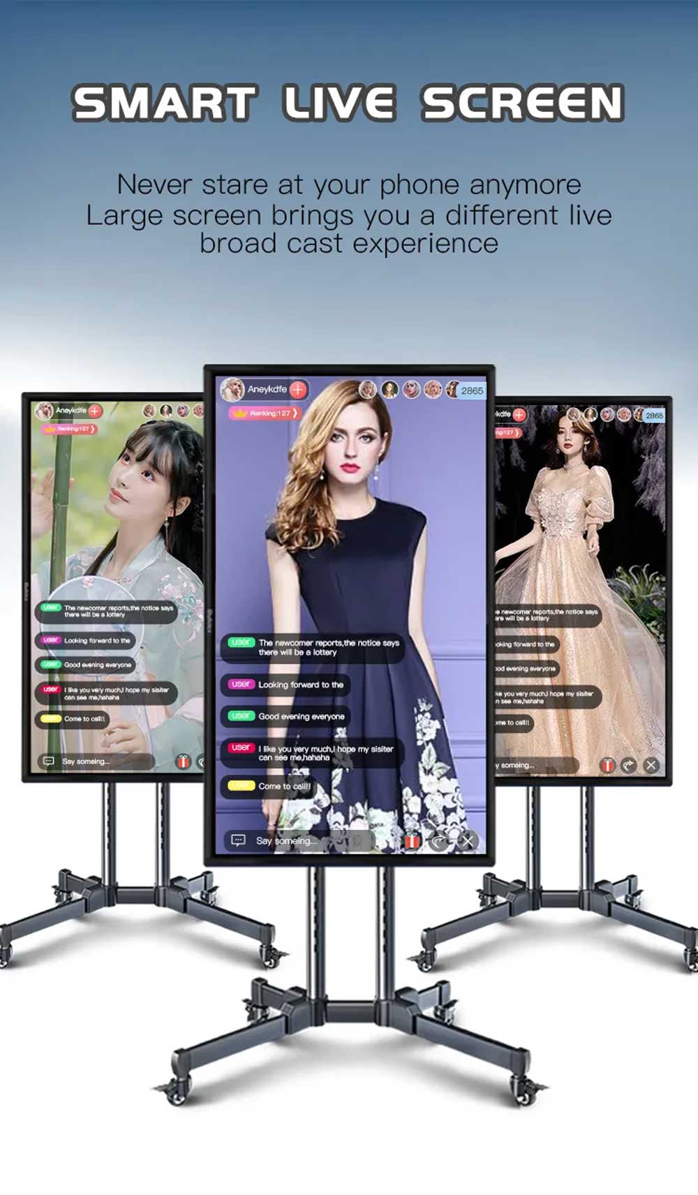 Indoor live broadcast LCD display touch screen