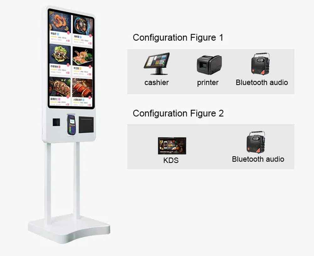 Restaurant touch screen self-service ordering kiosk