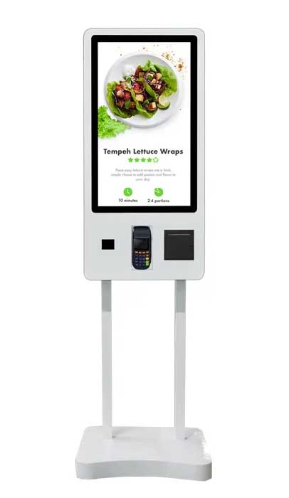 Restaurant touch screen self-service ordering kiosk