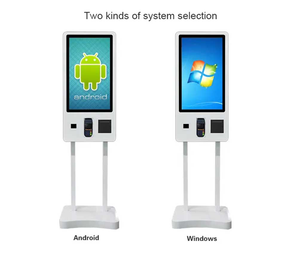 Restaurant touch screen self-service ordering kiosk