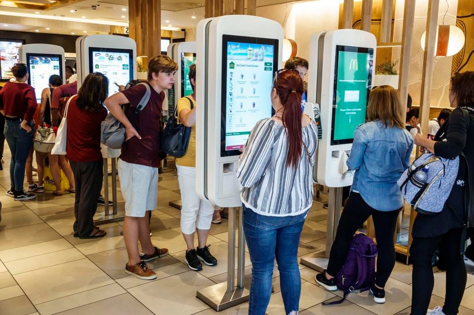 How does the self-service kiosk work?