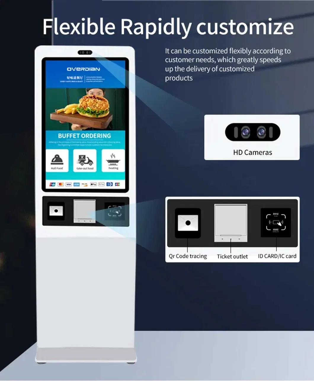 Semi Desktop Wireless Scanning Smart Charging Touch Monitor Fast Food Restaurant Digital Self service Meal Ordering Kiosk machine