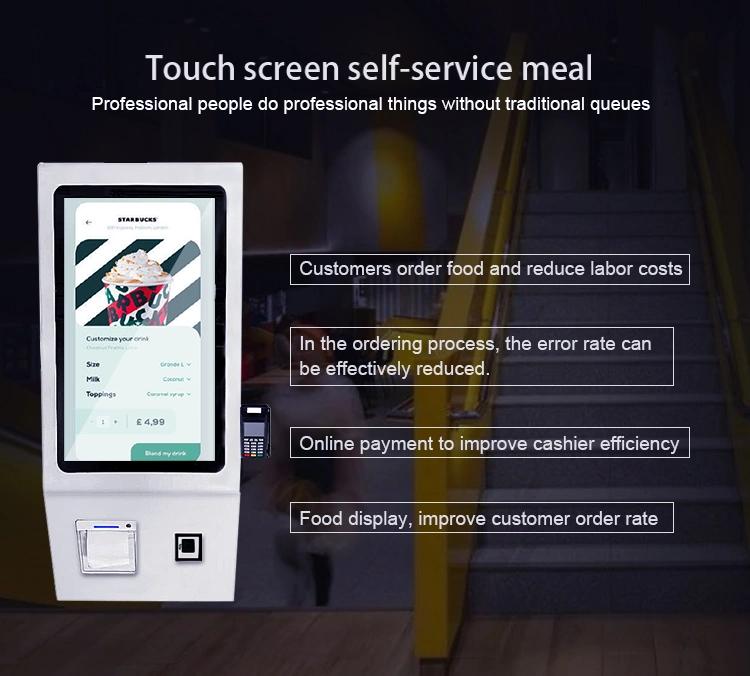 Semi Desktop Wireless Scanning Smart Charging Touch Monitor Fast Food Restaurant Digital Self service Meal Ordering Kiosk machine