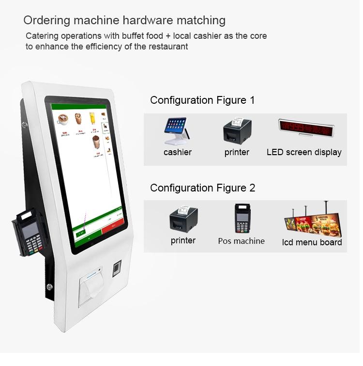 Semi Desktop Wireless Scanning Smart Charging Touch Monitor Fast Food Restaurant Digital Self service Meal Ordering Kiosk machine